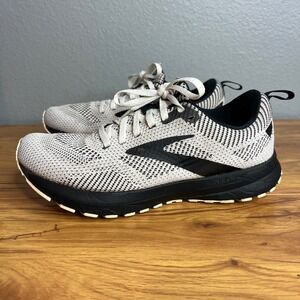 Brooks Revel 5 Womens Size 9 Running Shoes White Black Knit Lightweight Athletic